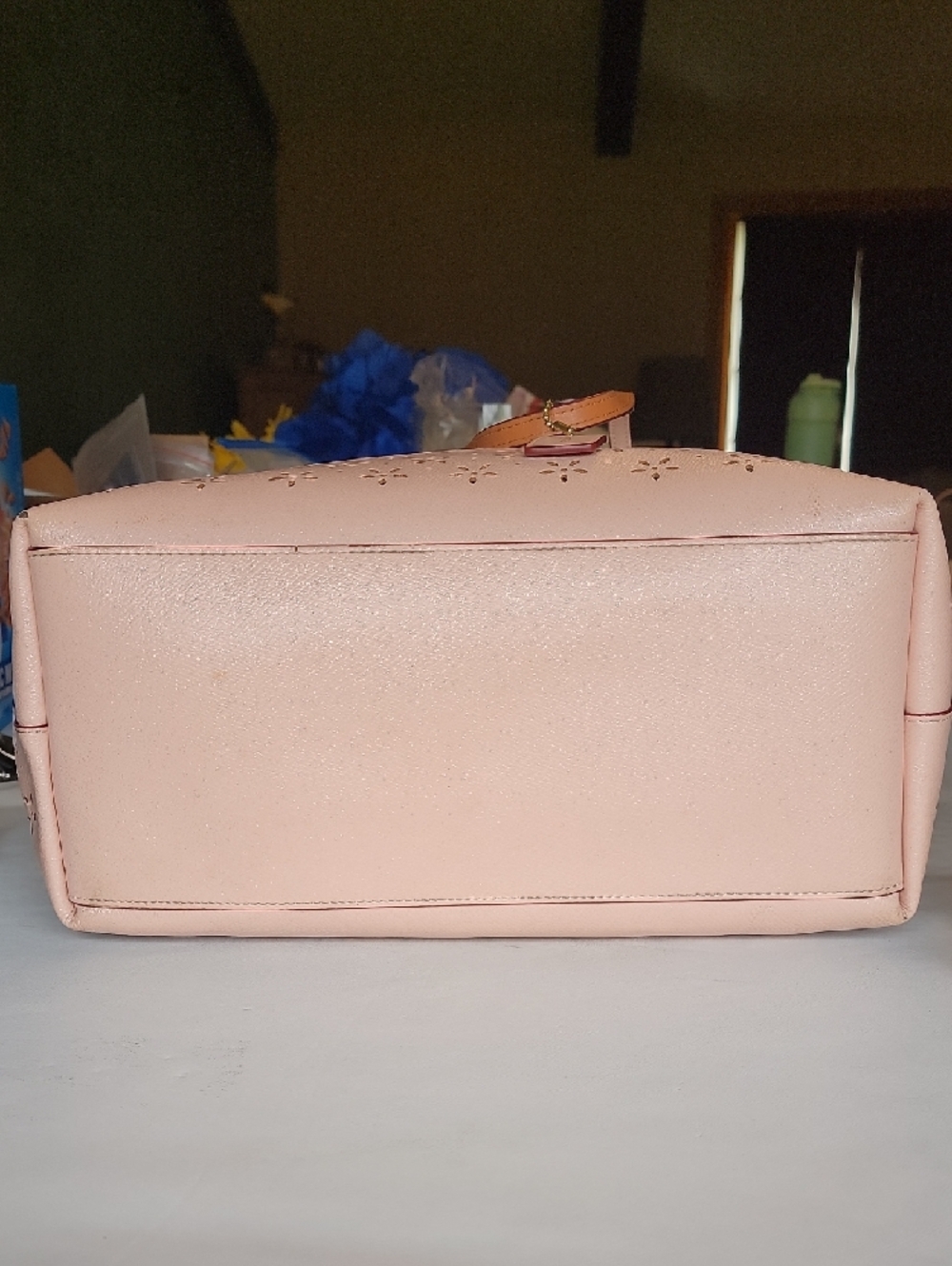 Coach Blush Pink Perforated Floral Scallop-Edge Tote - Picture 6 of 11